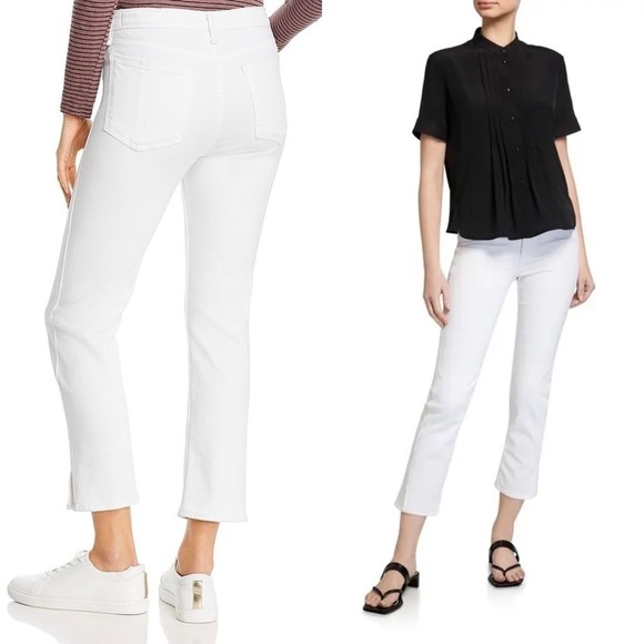 RAG & BONE High Waist Stretch Denim Ankle Slit Crop Straight Cigarette Jeans 31 - Picture 3 of 15